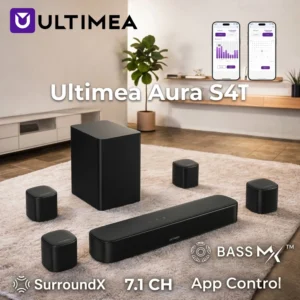ULTIMEA 7.1ch Sound Bar with Subwoofer, Home Theater Soundbar with 4 Surround Speakers, Virtual Surround Sound System for TV