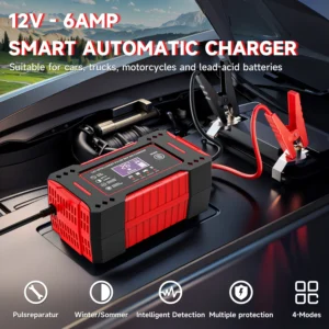 6A 12V Repair LCD Display Intelligent Car Battery Charger Car and Motorcycle Battery Charging Unit