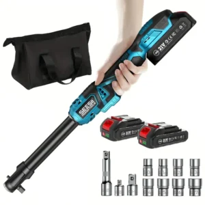 Seesii 3/8'' 80Nm Cordless Electric Wrench 6'' Extended Ratchet Wrench Electric Angle Wrench Driver