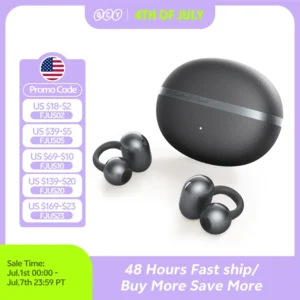 QCY Crossky C50 Open Ear Wireless Earbuds Bluetooth 6.0 Comfort Clip On Sports Earphone 4 Mic AI Clear Call Bass Boost Headphone