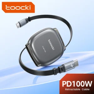 Toocki 100W USB C Cable for iPhone 16 15 Pro Max Samsung S25 24 Data Cord Fast Charge Retractable Type C Cable for Laptop Xiaomi